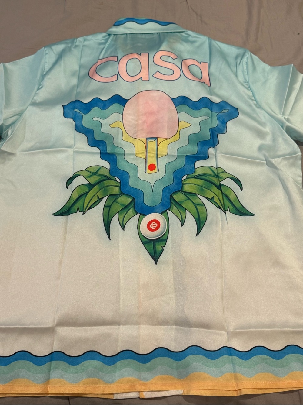 Casa Light Blue Graphic Casual Button-Down Shirt